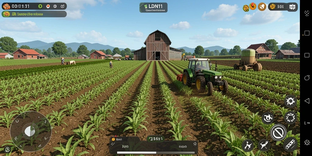 Tampilan gameplay LDN11 dengan aktivitas bertani yang seru dan interaktif.