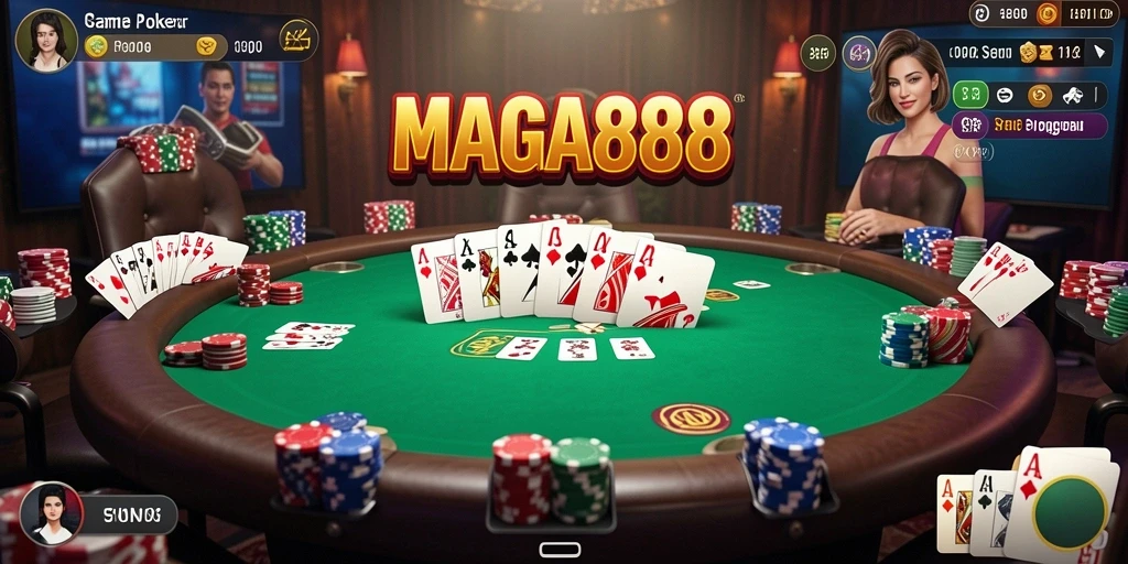 Tampilan gameplay Poker yang menarik dan interaktif di MAGA888.