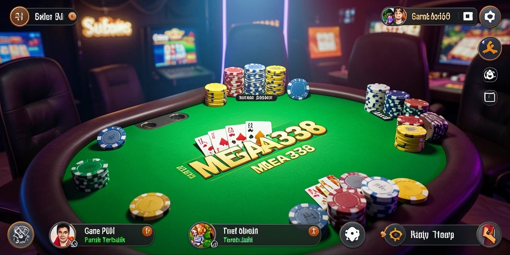 Tampilan antarmuka MEGA338 saat bermain Poker yang seru.