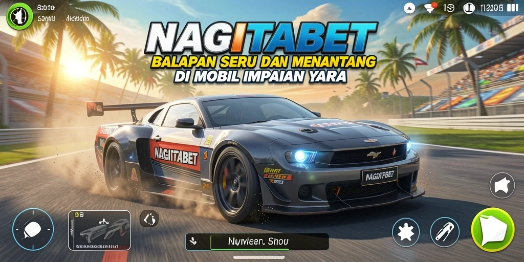 Tampilan gameplay balapan seru di NAGITABET dengan mobil yang melaju kencang.