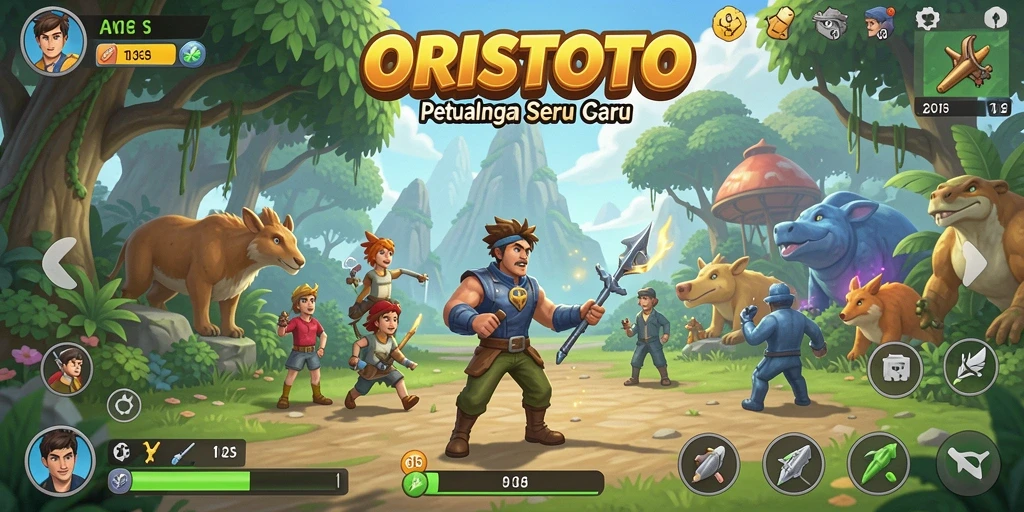 Tampilan gameplay ORISTOTO yang penuh warna dan menantang.