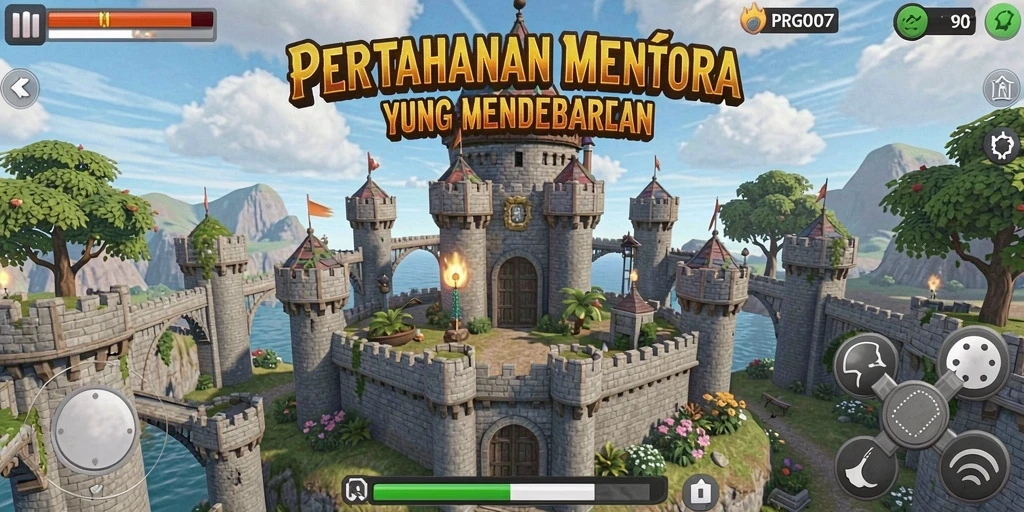 Tampilan gameplay menara pertahanan yang mendebarkan