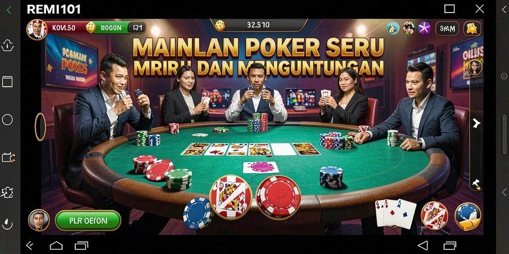Gameplay poker seru di REMI101 dengan antarmuka menarik.