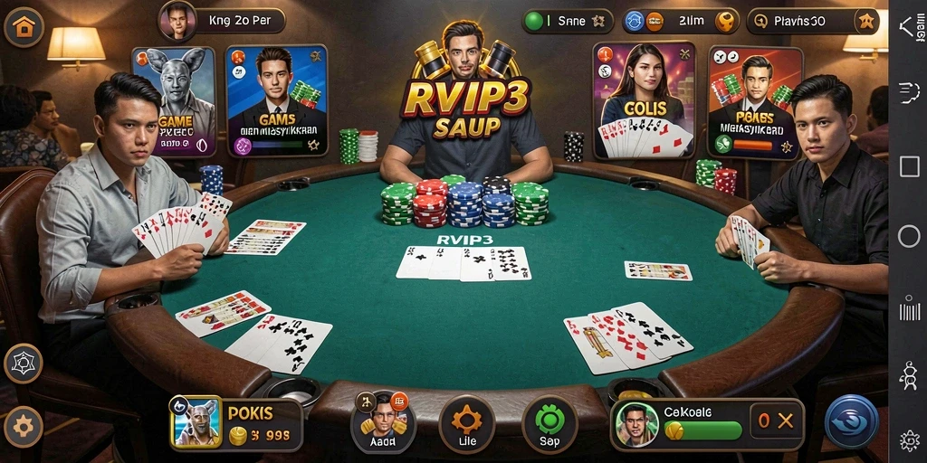 Tampilan gameplay Poker yang mendebarkan di RVIP3.