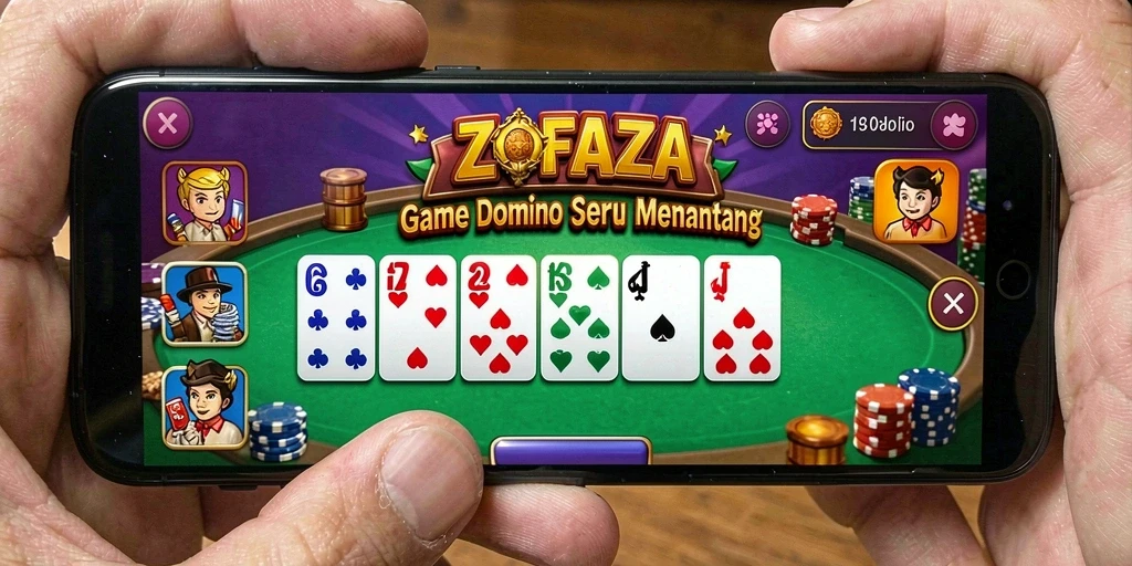 Screenshot gameplay ZOFAZA menampilkan pertandingan domino yang seru.